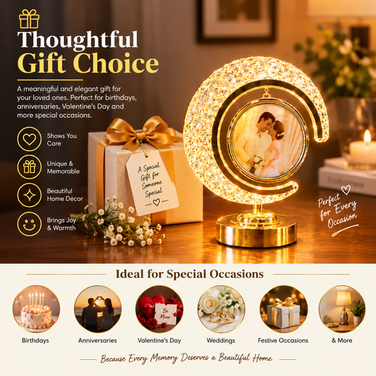 Crystal Moon LED Lamp with Round Shape Photo Frame 🌙