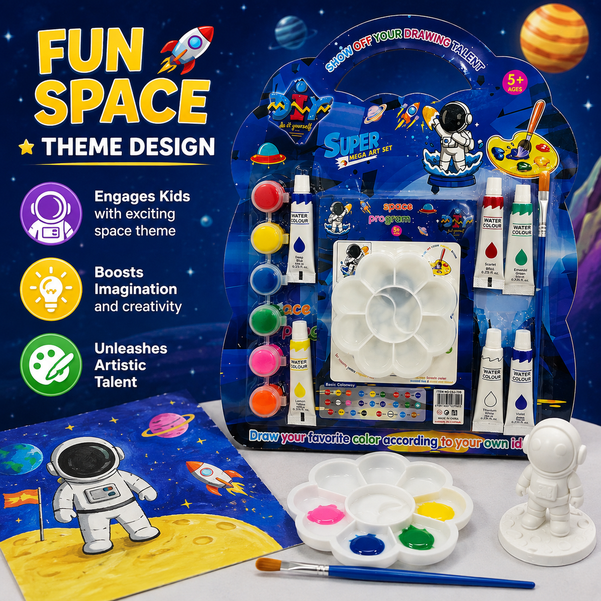🚀 Space Theme Painting & Art Set – Creative Fun for Kids