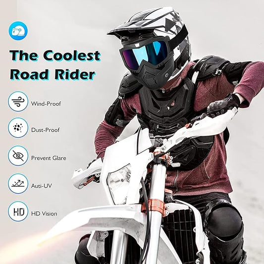 Motorcycle Goggles With Removable Face Mask