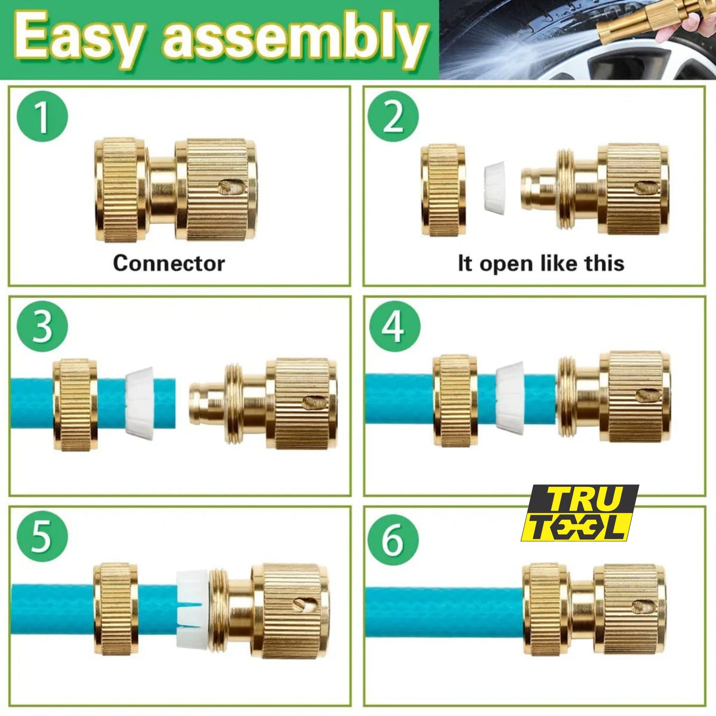 TruTool  High Pressure Brass Hose Nozzle Adjustable Water Spray Gun