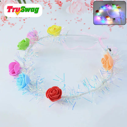 TruSwag  LED Flower Crown Headband – Multicolor Light-Up (1 Pc), Hair accessories