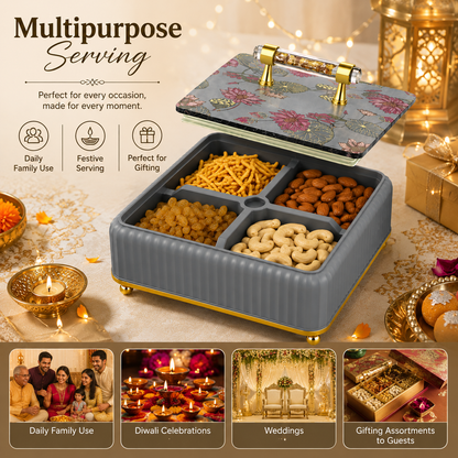 Multipurpose Dry Fruit & Snack Serving Tray Container Box