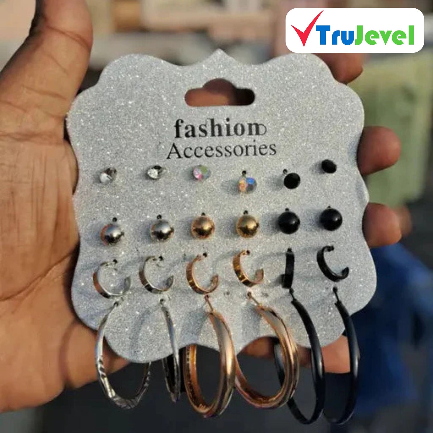 TruJevel Fashion Studs and Hoops Earring Set - 12 pairs Earrings Set for Women & Girls