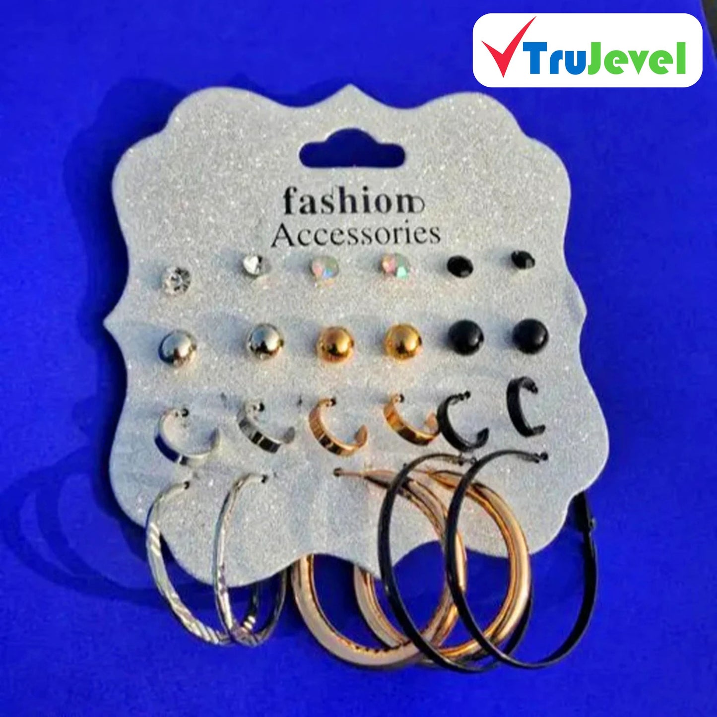 TruJevel Fashion Studs and Hoops Earring Set - 12 pairs Earrings Set for Women & Girls