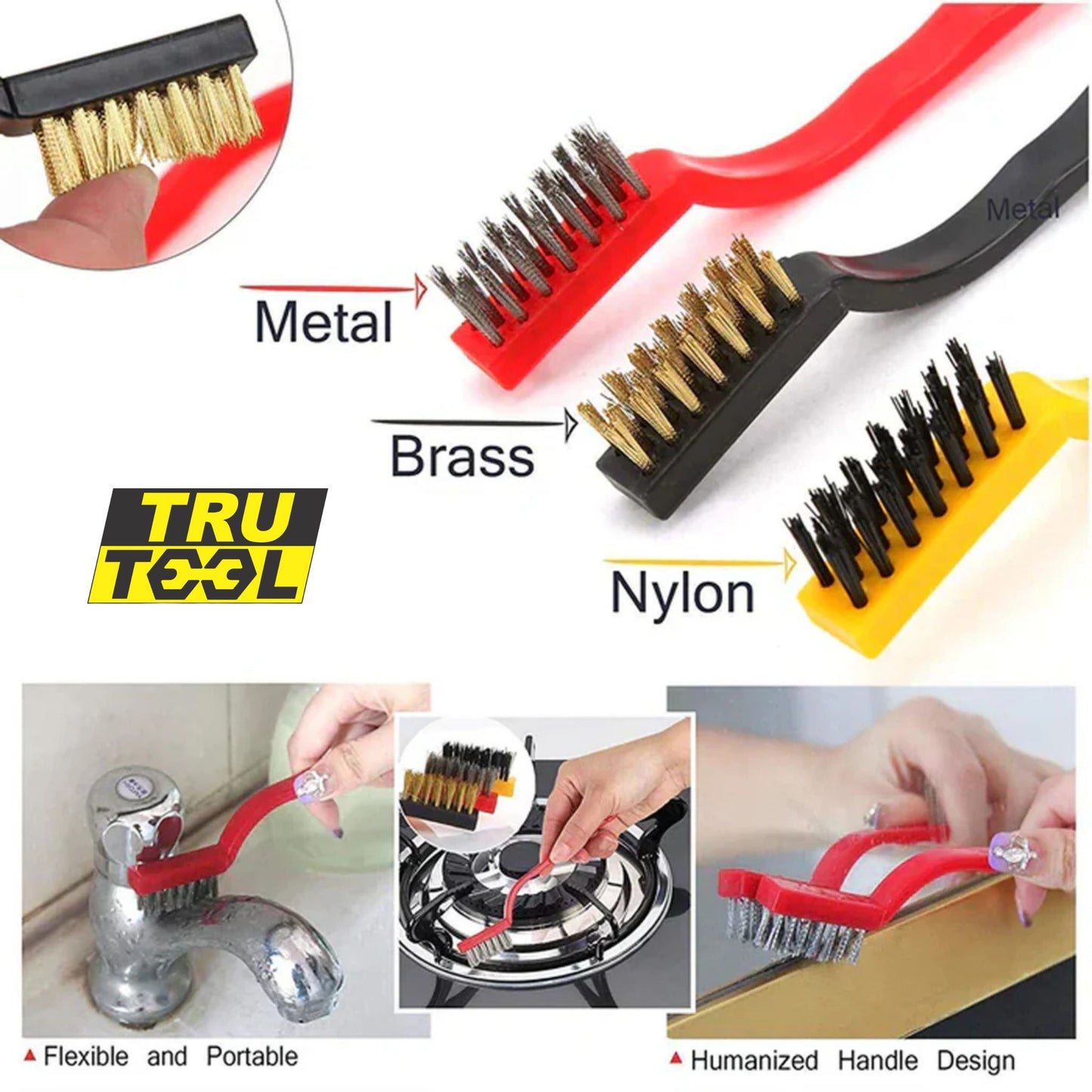 TruTool Mini Wire Brush Set of 3pc