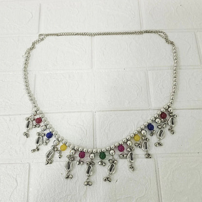 TruJevel  Oxidized Silver Dangler Kamarbandh with Colorful Beads and Cowrie Shells (Multidesign)