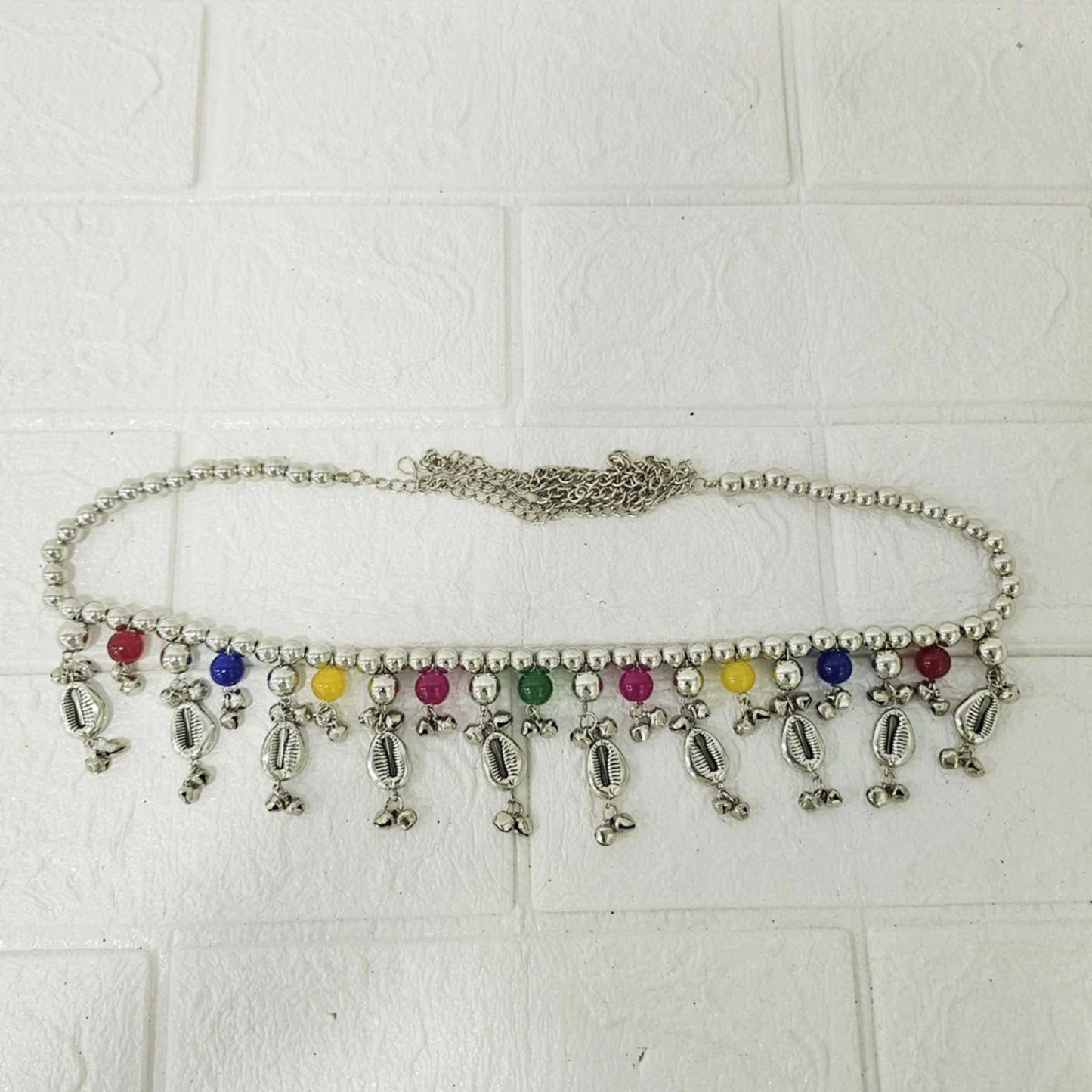 TruJevel  Oxidized Silver Dangler Kamarbandh with Colorful Beads and Cowrie Shells (Multidesign)