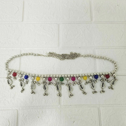 TruJevel  Oxidized Silver Dangler Kamarbandh with Colorful Beads and Cowrie Shells (Multidesign)