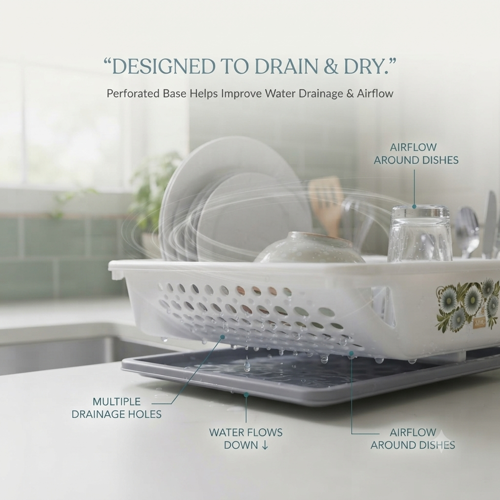 Blossoms Plate Rack with Dry Tray
