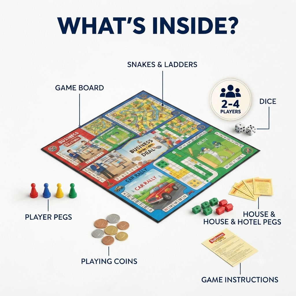 5-in-1 Board Game – Family Strategy & Fun Game 🎲