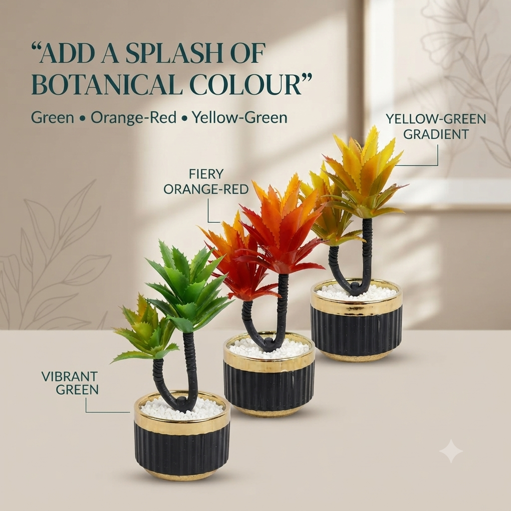 Artificial Aloe & Succulent Potted Plants Mix (Pack Of 1)