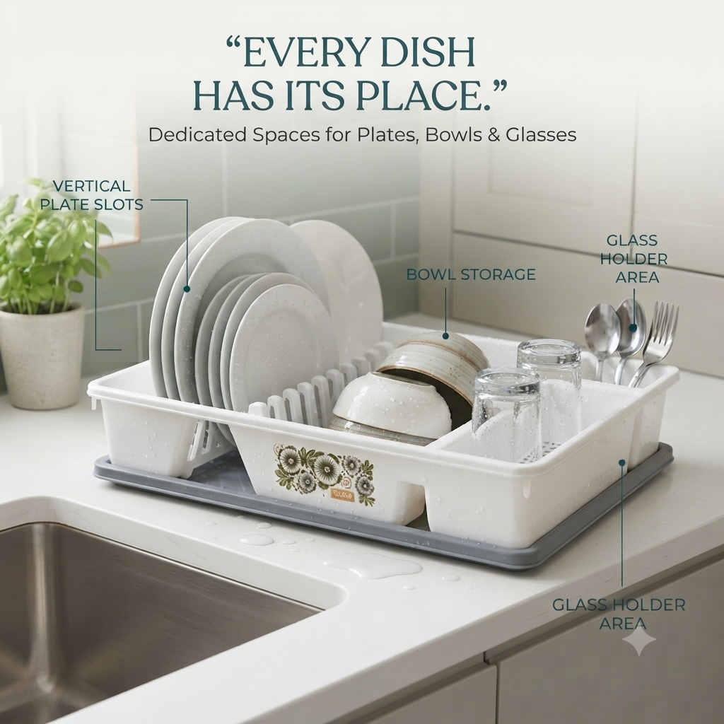 Blossoms Plate Rack with Dry Tray