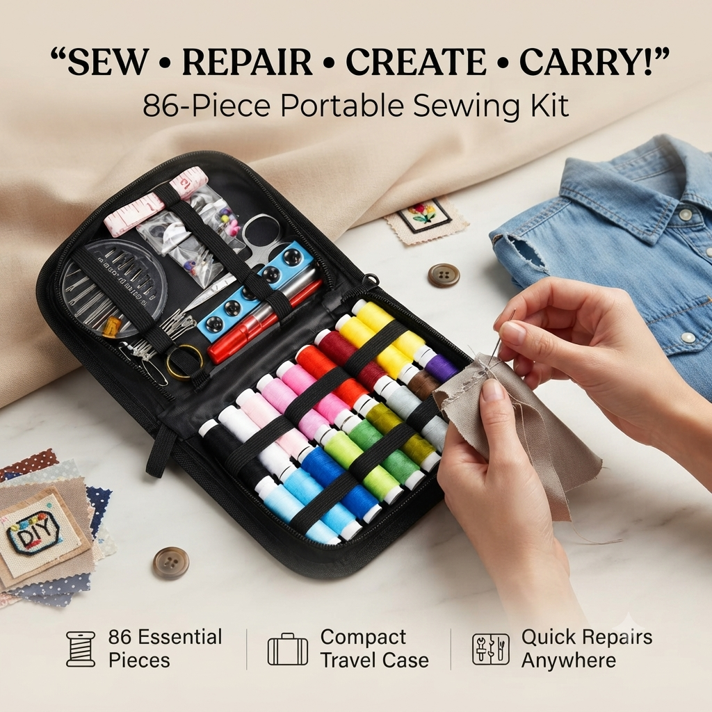 86-Piece Sewing Kit with Zipper Travel Case 🧵