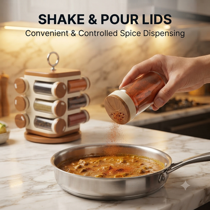 12-Jar Revolving Spice Rack Masala Box