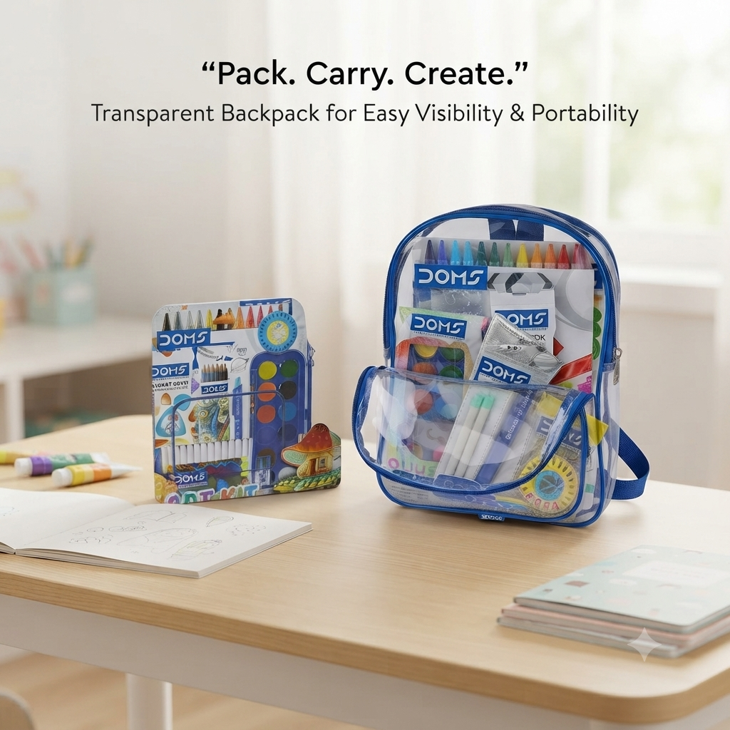Smart Kit – 11-Piece Stationery & Art Set with Clear Backpack