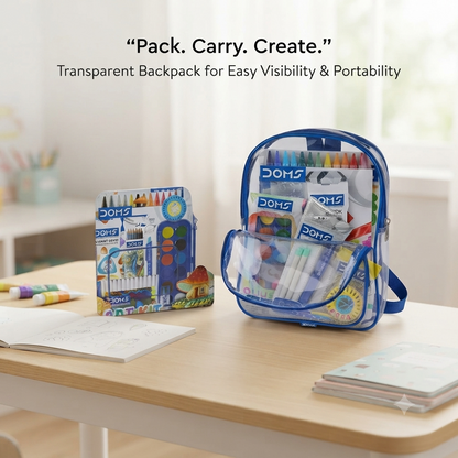 Smart Kit – 11-Piece Stationery & Art Set with Clear Backpack