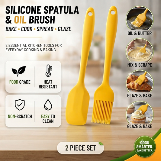 Silicone Spatula & Oil Brush Set – PACK OF 2 🍳