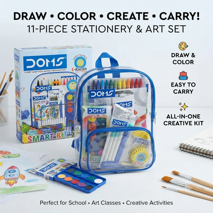 Smart Kit – 11-Piece Stationery & Art Set with Clear Backpack