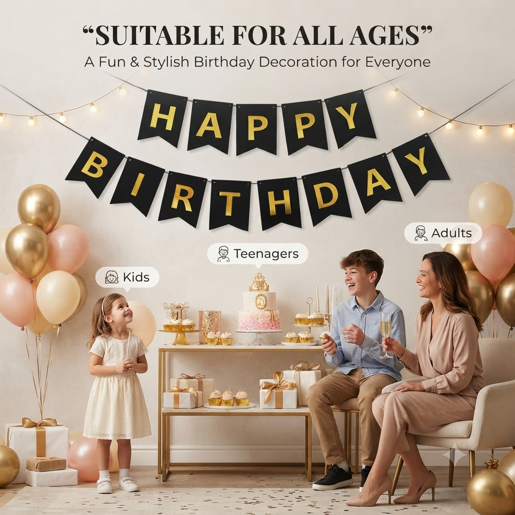 Multicolor “Happy Birthday” Cardboard Bunting Banner with Ribbon 🎈