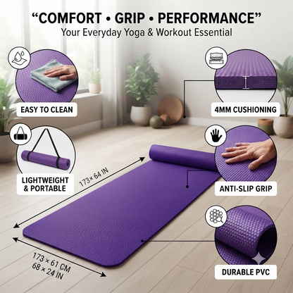 Anti-Slip Yoga Mat (4mm, 173 x 61 cm) 🧘