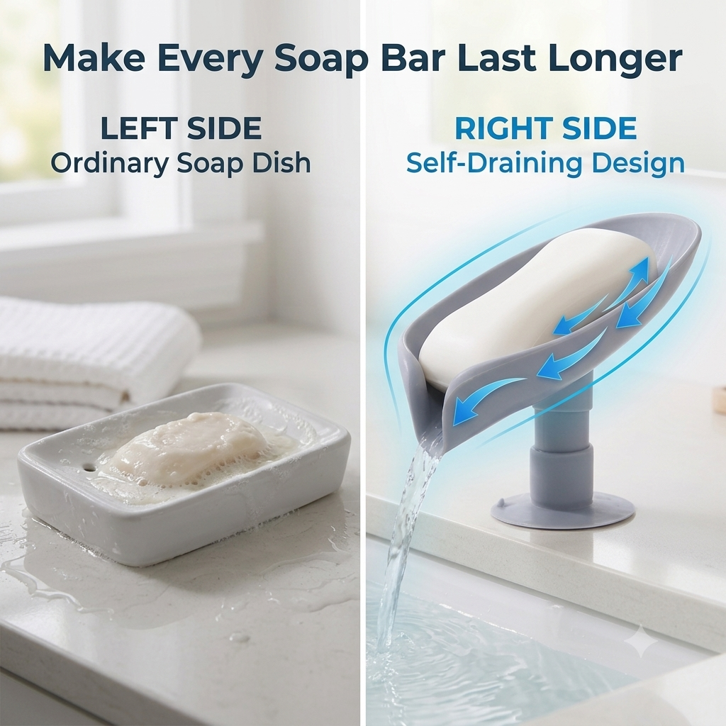 Leaf-Shape Self Draining Soap Dish Holder 🍃