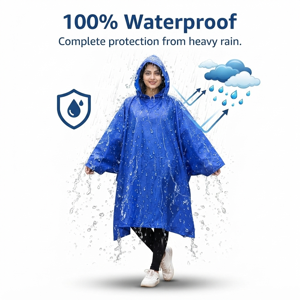 Waterproof Unisex Rain Poncho with Hood