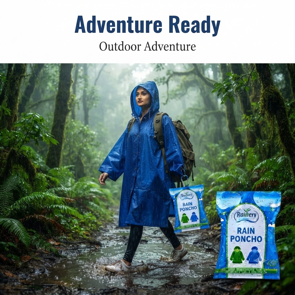 Waterproof Unisex Rain Poncho with Hood