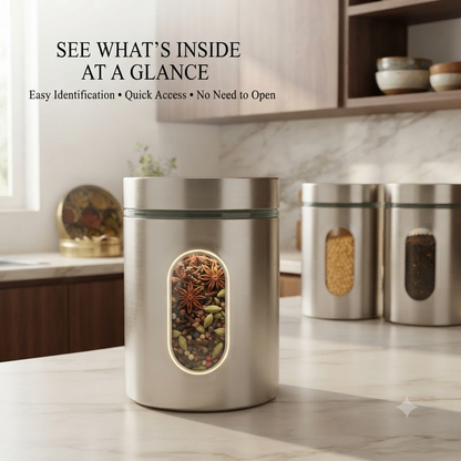 Stainless Steel Storage Jar Set of 3 – 325ml Each