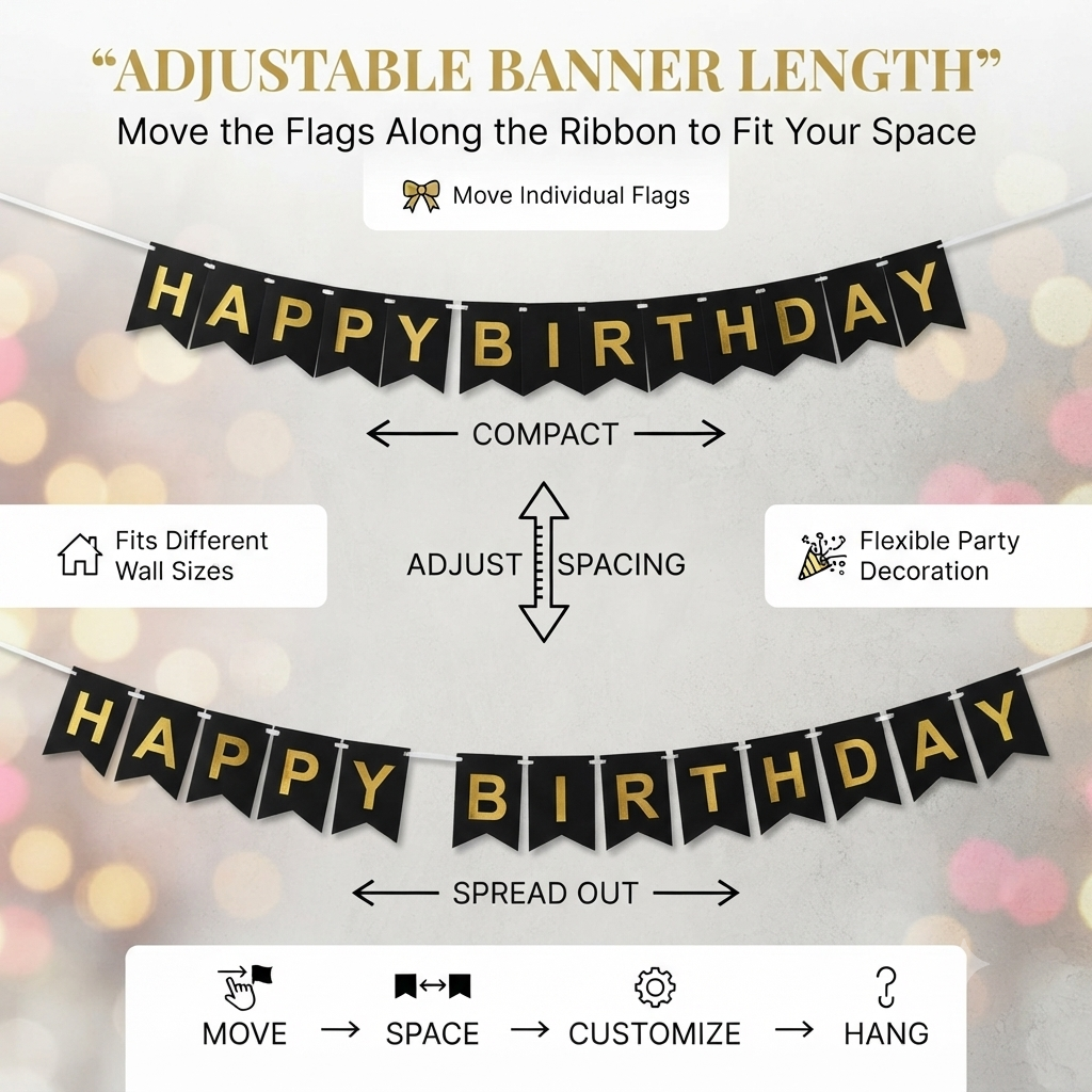 Multicolor “Happy Birthday” Cardboard Bunting Banner with Ribbon 🎈