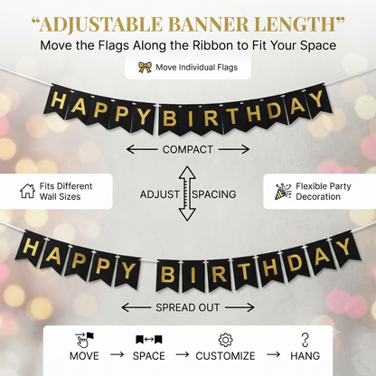 Multicolor “Happy Birthday” Cardboard Bunting Banner with Ribbon 🎈
