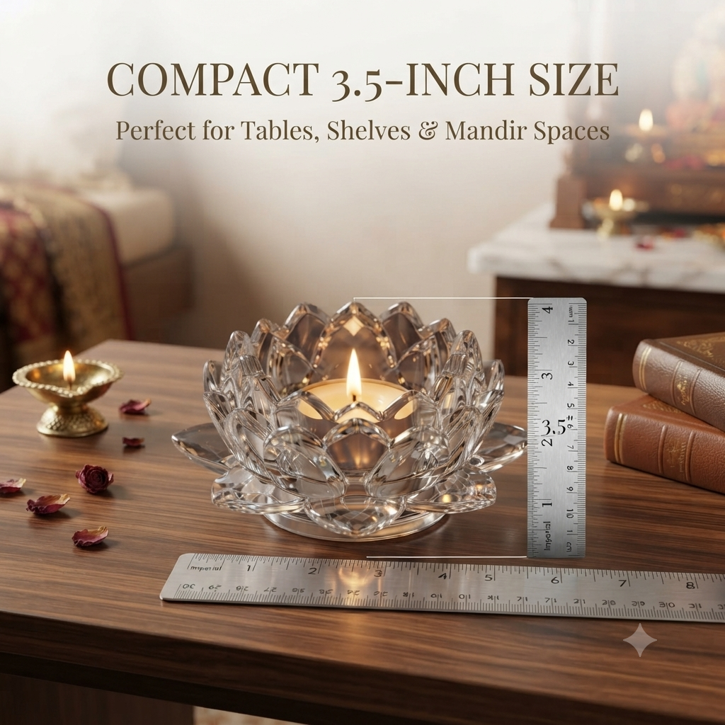 Crystal Glass Lotus Candle Holder (3.5-Inch )