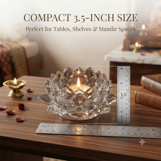 Crystal Glass Lotus Candle Holder (3.5-Inch )