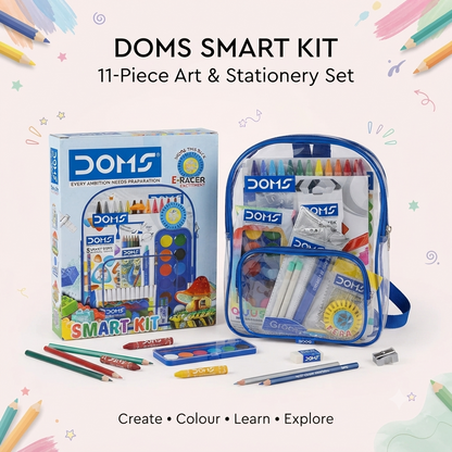 Smart Kit – 11-Piece Stationery & Art Set with Clear Backpack