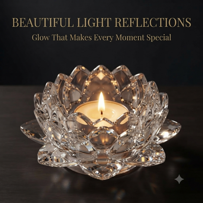 Crystal Glass Lotus Candle Holder (3.5-Inch )