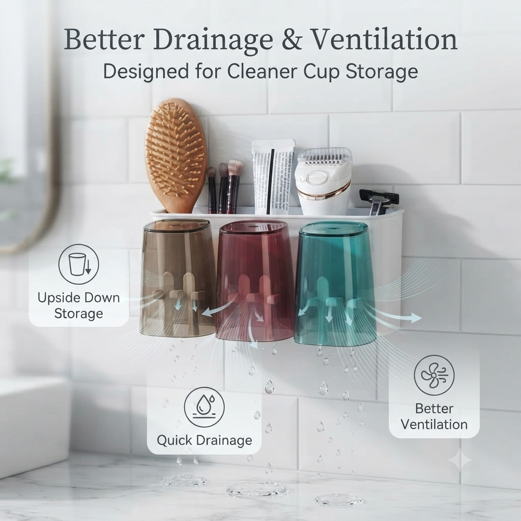 3 Glass Toothbrush Holder with Organizer