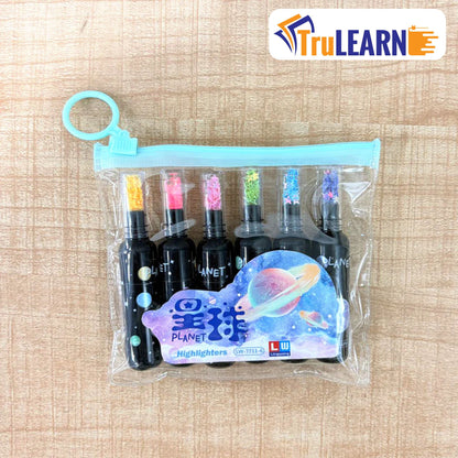 TruLearn  Space Theme Bottle Shape Highlighter - Set Of 6