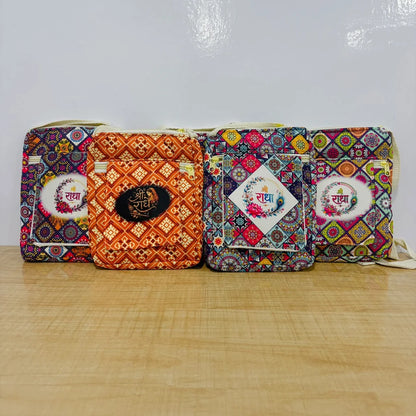 Shree Radha Printed Canvas Crossbody Sling Bag 👜