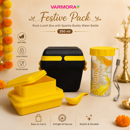 Festive Pack – Rock Lunch Box with Sparkle Buddy Water Bottle 350 ml