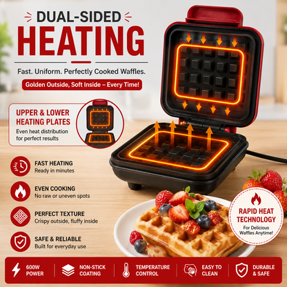 Electric Waffle Maker Machine for Home – 600W, Non-Stick 🧇