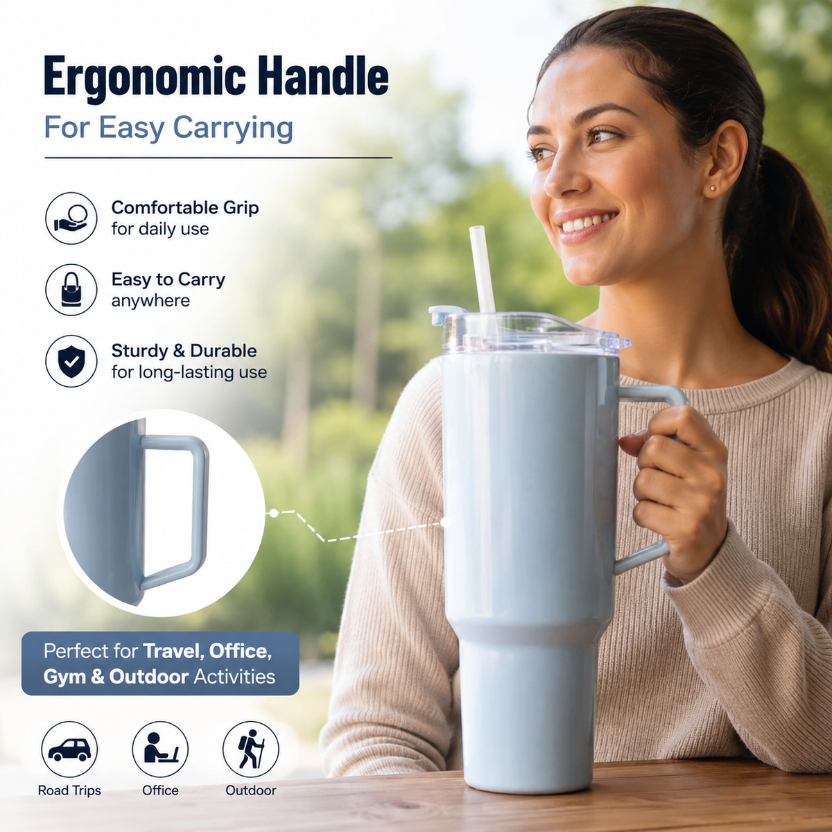 Travel Tumbler – Large 1800ml Capacity with Leak-Resistant Lid 🥤