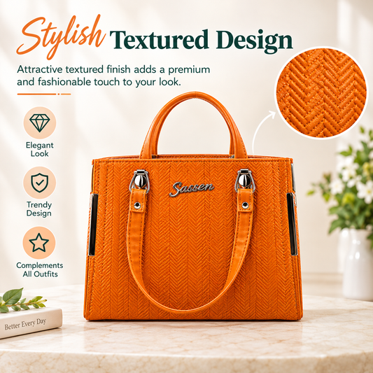 Women's Textured PU Leather Tote Handbag 👜