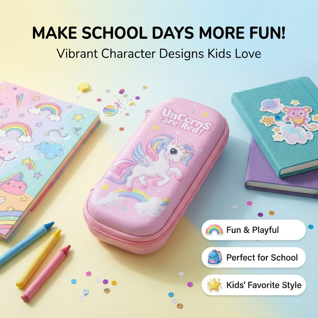 Premium EVA Hardtop Pencil Case with Multi-Design Characters