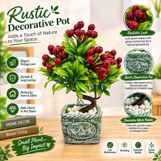 Mini Artificial Berry Bonsai Plant – Elegant Décor 🌿