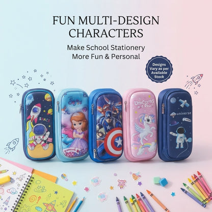Premium EVA Hardtop Pencil Case with Multi-Design Characters