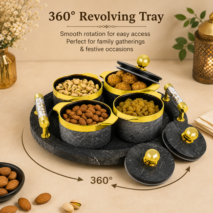 360° Revolving Multipurpose Dry Fruit & Snack Serving Set