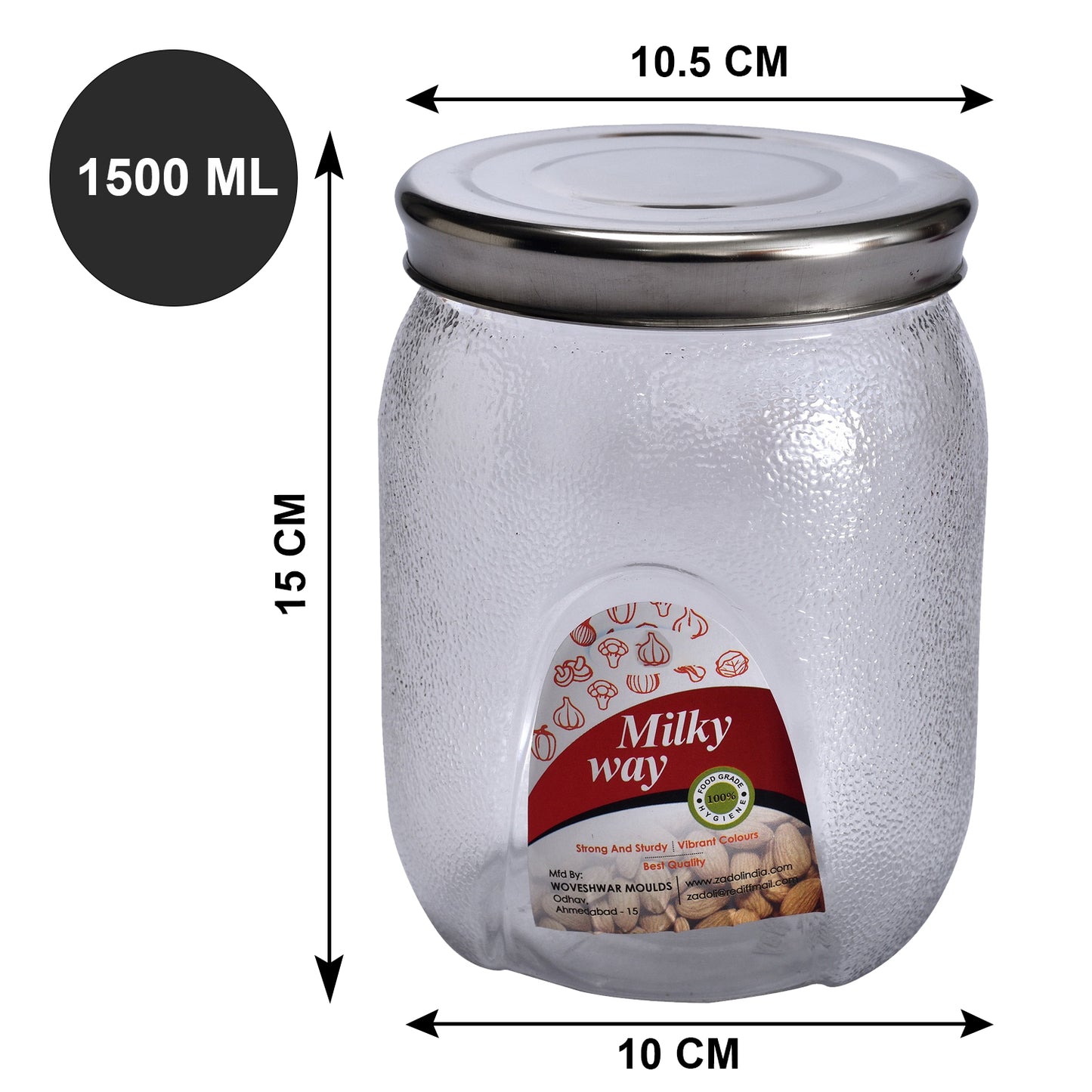 Milky Way Pet Transparent Jar 1500 Ml