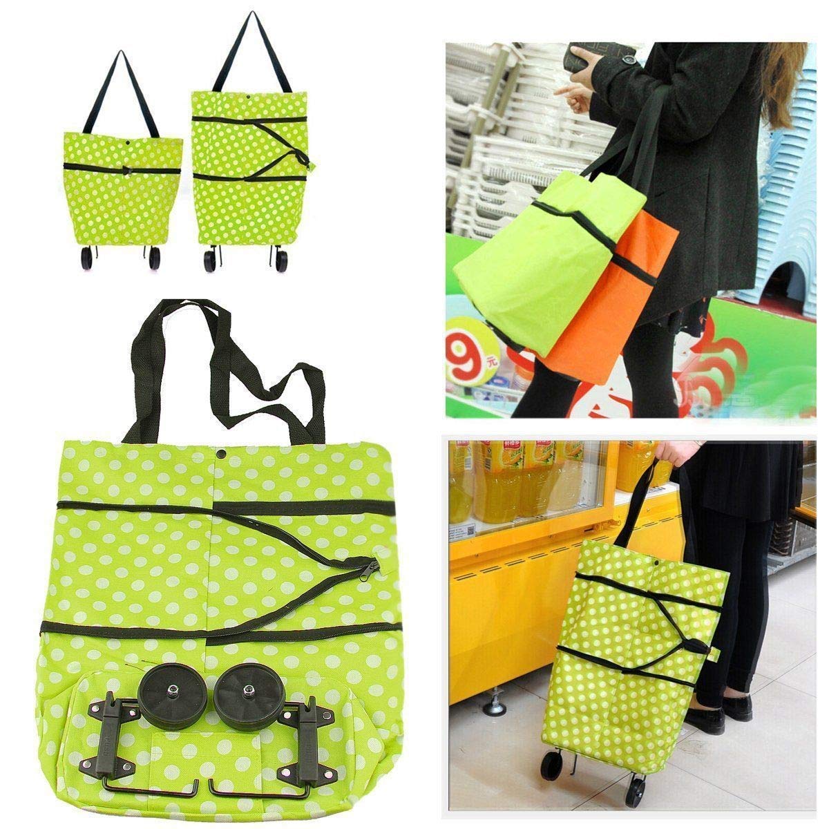 Folding Shopping Bag Collapsible Trolley Bags with Wheels