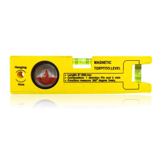 8-Inch Magnetic Torpedo Level with 1 Direction Pin | 2 Vials and 360 Degree View