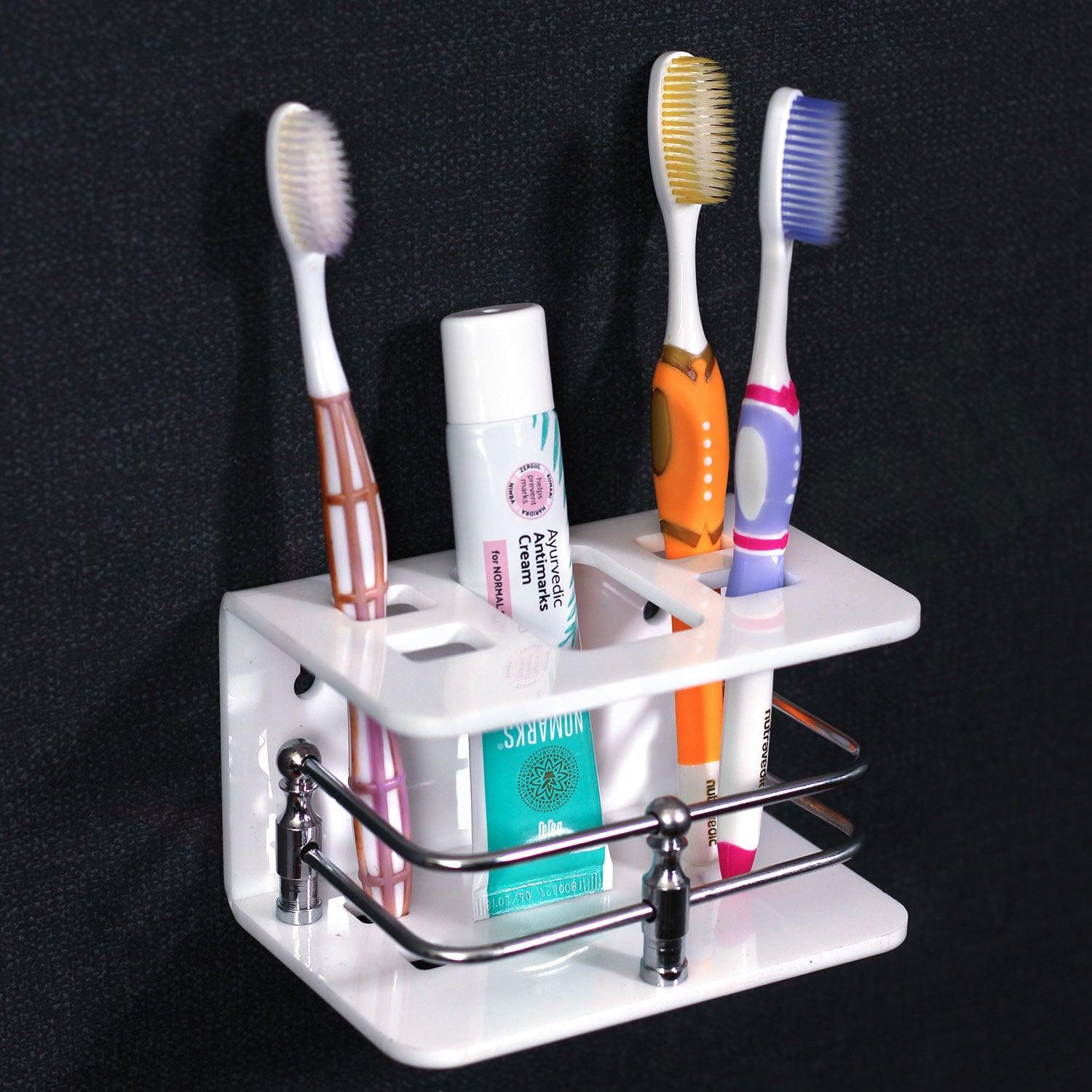 Acrylic Wall Mounted Toothpaste and Toothbrush Holder for Bathroom - TruVeli