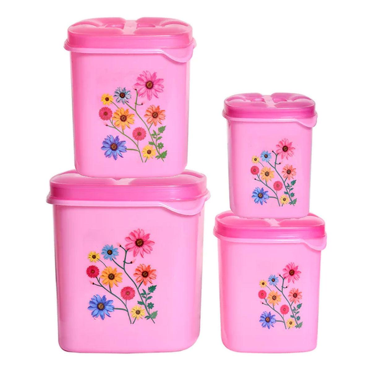 Kitchen Storage Container Set of 4 - 500 ml, 1000 ml, 2000 ml, 3000 ml Set of 3 Pink - TruVeli
